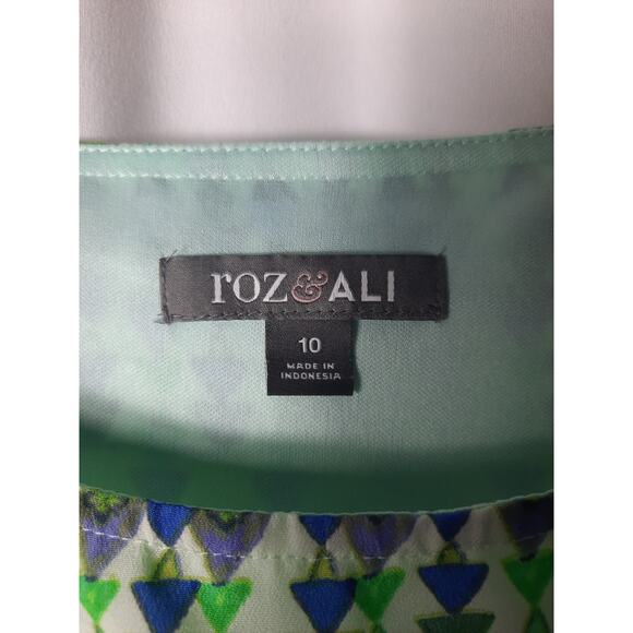 Roz & Ali Green Purple Triangle Shape dress Size 10 - Picture 7 of 9